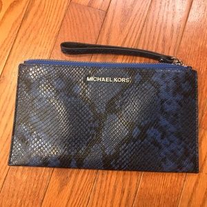 Michael Kors Electric Blue Large Zip Clutch